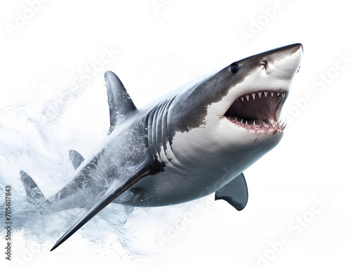 Shark attack. Realistic illustration of a predatory fish. Edited AI illustration.