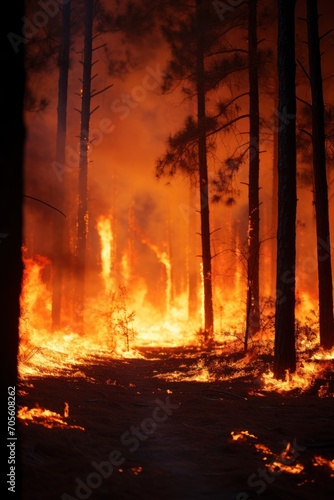 Controlled burn in a longleaf pine forest