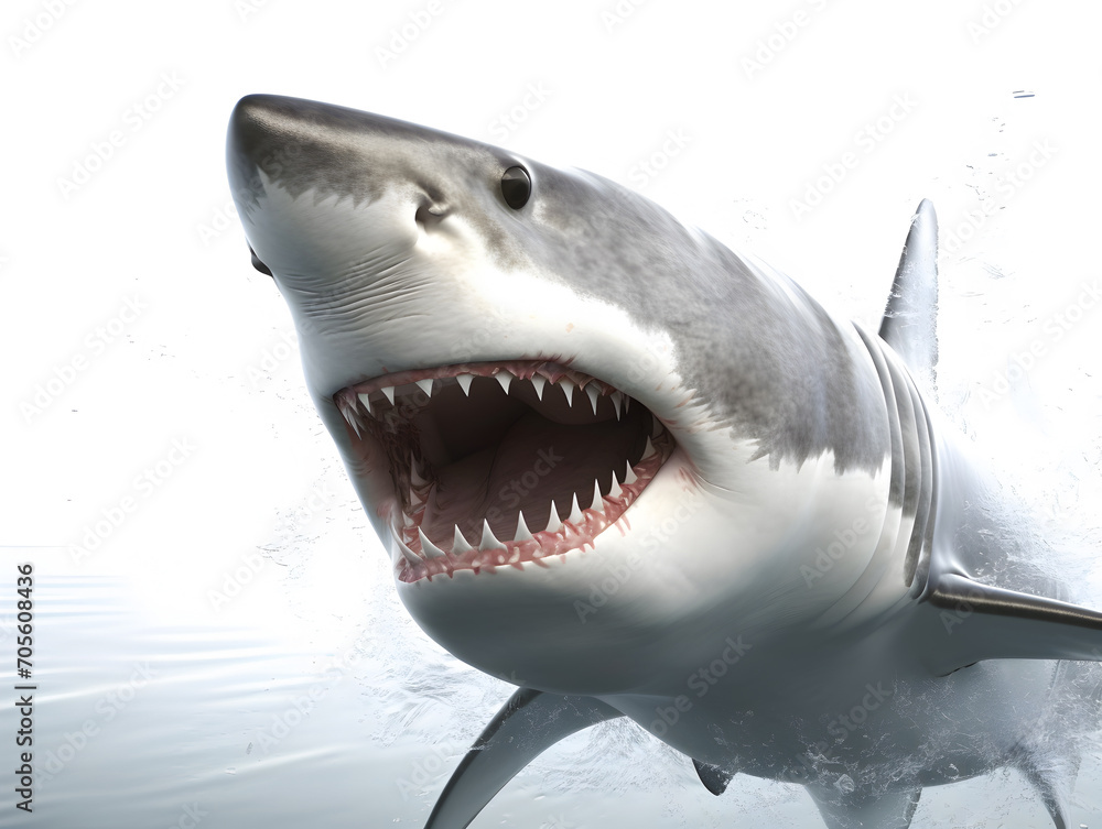 Naklejka premium Shark attack. Realistic illustration of a predatory fish. Edited AI illustration.