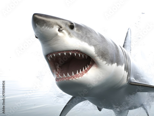 Shark attack. Realistic illustration of a predatory fish. Edited AI illustration.