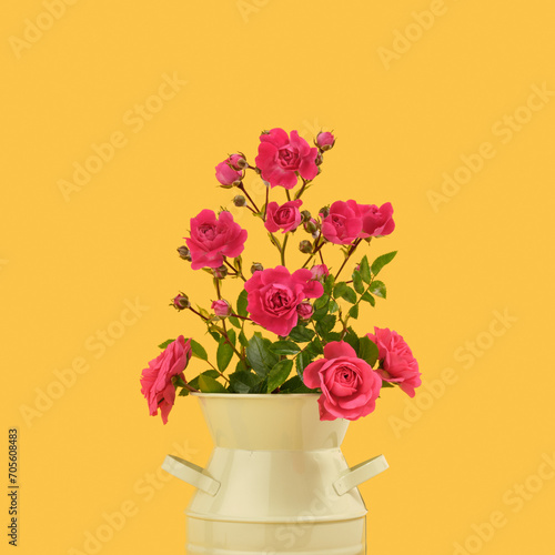 Wallpaper Mural Spring red flowers in a green vase. Gardening concept. Working with flowers. Torontodigital.ca