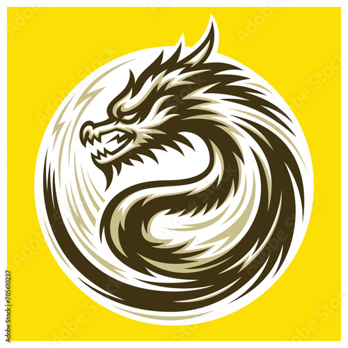 Strong And Powerful Dragon Vector Logo Symbol