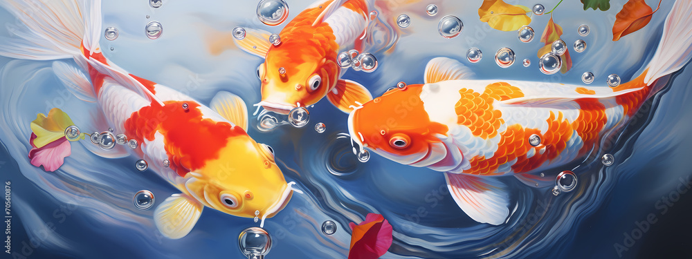 Koi Canvas: Sunlit Droplets on Aquatic Scales Koi Canvas: Sunlit Droplets on Aquatic Scales