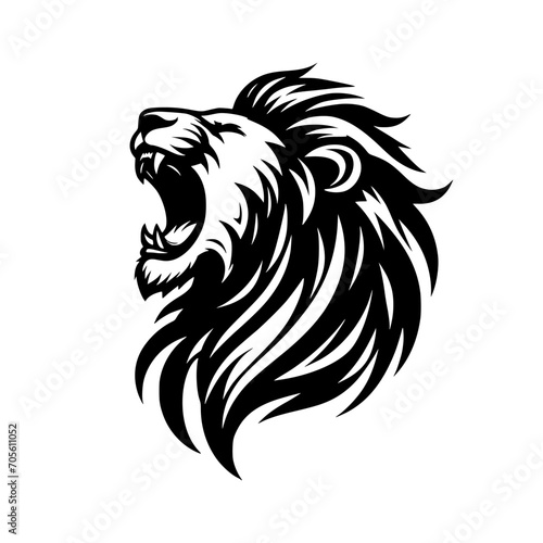 Vector logo of a roaring lion. Black and white illustration of tiger hiss. vector logo for brand  emblem  tattoo.