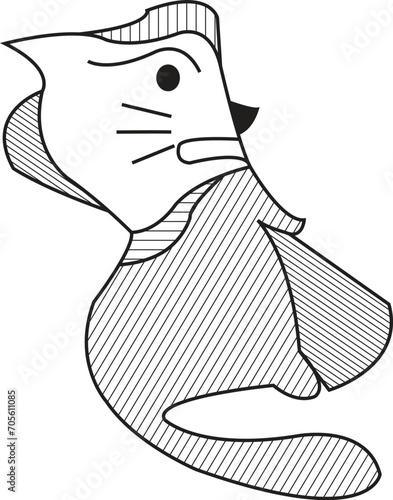 Black and white line art vector illustration of a uniquely designed dot character—Sly Mouse: Swiftly Carrying Stolen Goods, formed from random dots