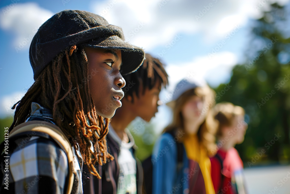 Teenagers walking and talking in the park or in the school yard. Teenagers walking and talking in the park or in the school yard.