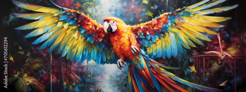 Tropical Splendor: The Vibrant Parrot's Display © Manuel