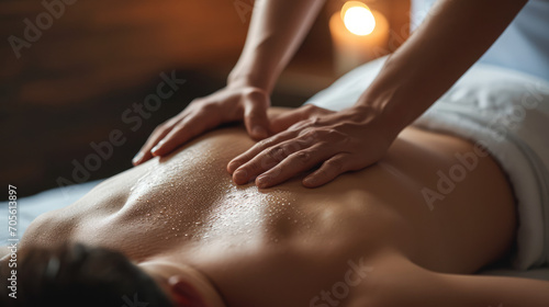 Wallpaper Mural Hands give a calming back massage with oil to a young female, highlighting wellness and relaxation. Torontodigital.ca