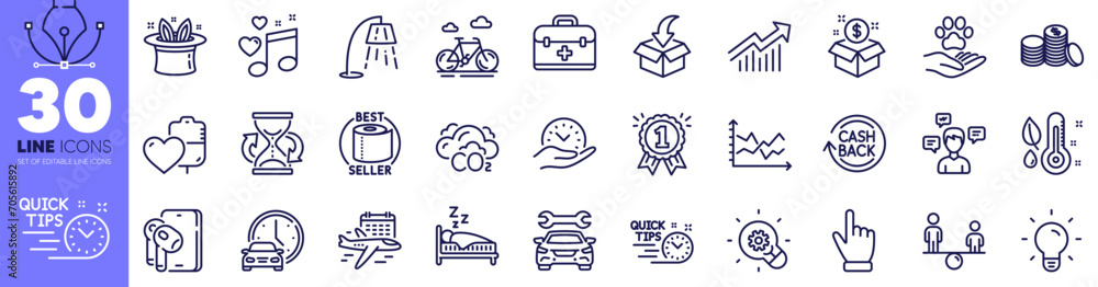 Cursor, Cashback and Safe time line icons pack. Demand curve, Love music, Select flight web icon. Equity, Post package, Moving service pictogram. Diagram chart, Thermometer. Vector Cursor, Cashback and Safe time line icons pack. Demand curve, Love music, Select flight web icon. Equity, Post package, Moving service pictogram. Diagram chart, Thermometer. Vector