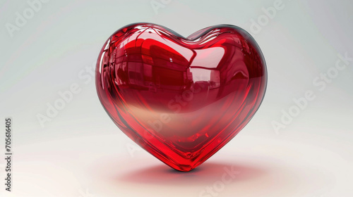 Red heart on the white background
