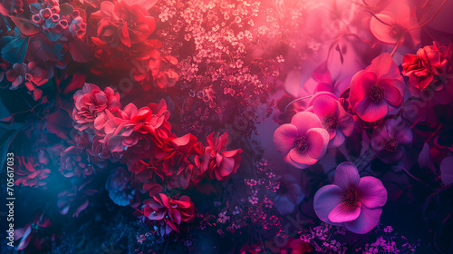 The enchanting beauty of nature unfolds in the captivating foreground of flowers. Intricate petals and vibrant colors create a beautiful layer, enriching the natural panorama.