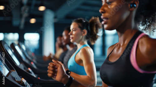Diverse People Running on Treadmills in the Gym © EmmaStock