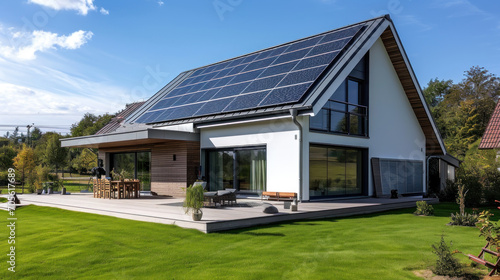 Energy efficient house with solar panels