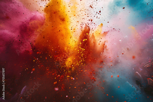 Explosion of colored powder Abstract colored background ai generated art