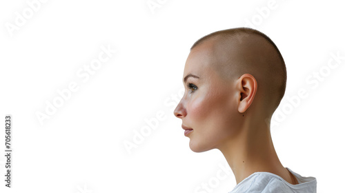 Side view of a chemotherapy patient on a transparent background.