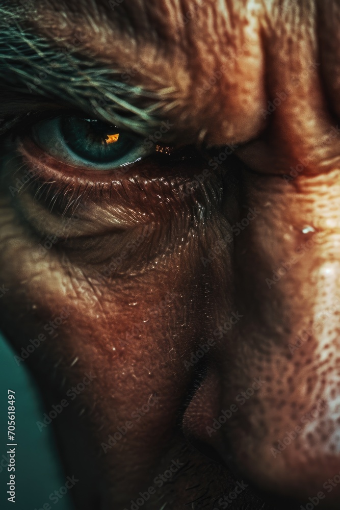 A close-up shot of a man's face, focusing on his striking blue eye. This image can be used to convey emotions, capture attention, or represent concepts related to vision and identity A close-up shot of a man's face, focusing on his striking blue eye. This image can be used to convey emotions, capture attention, or represent concepts related to vision and identity