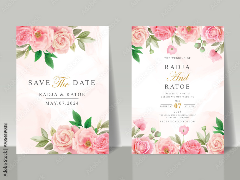elegant floral wedding invitation card set