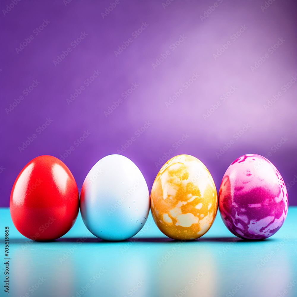 Colorful Easter eggs on isolated background - ai generative