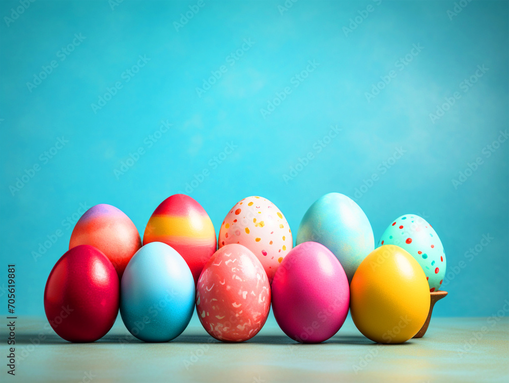 Colorful Easter eggs on isolated background - ai generative