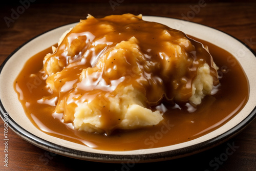 Mash potato with gravy generative AI