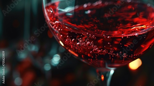 A close-up view of a glass filled with red wine. Perfect for wine enthusiasts or restaurant promotions