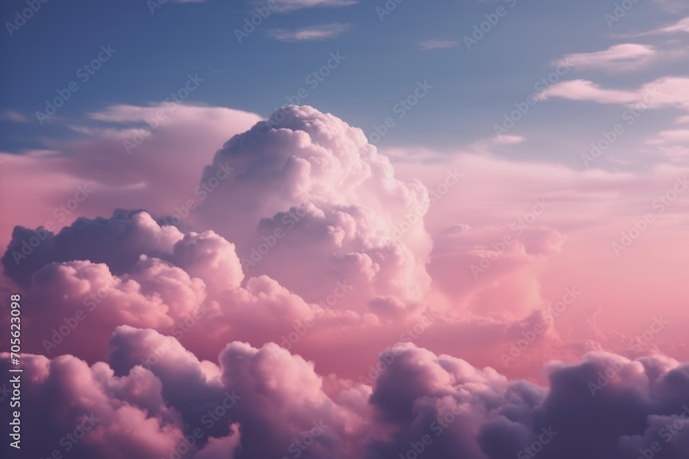 Fluffy pink clouds, background. Generative AI Fluffy pink clouds, background. Generative AI