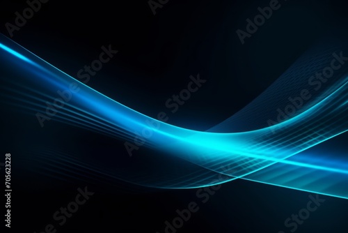 Glowing digital blue lines banner, abstract lines. Generative AI