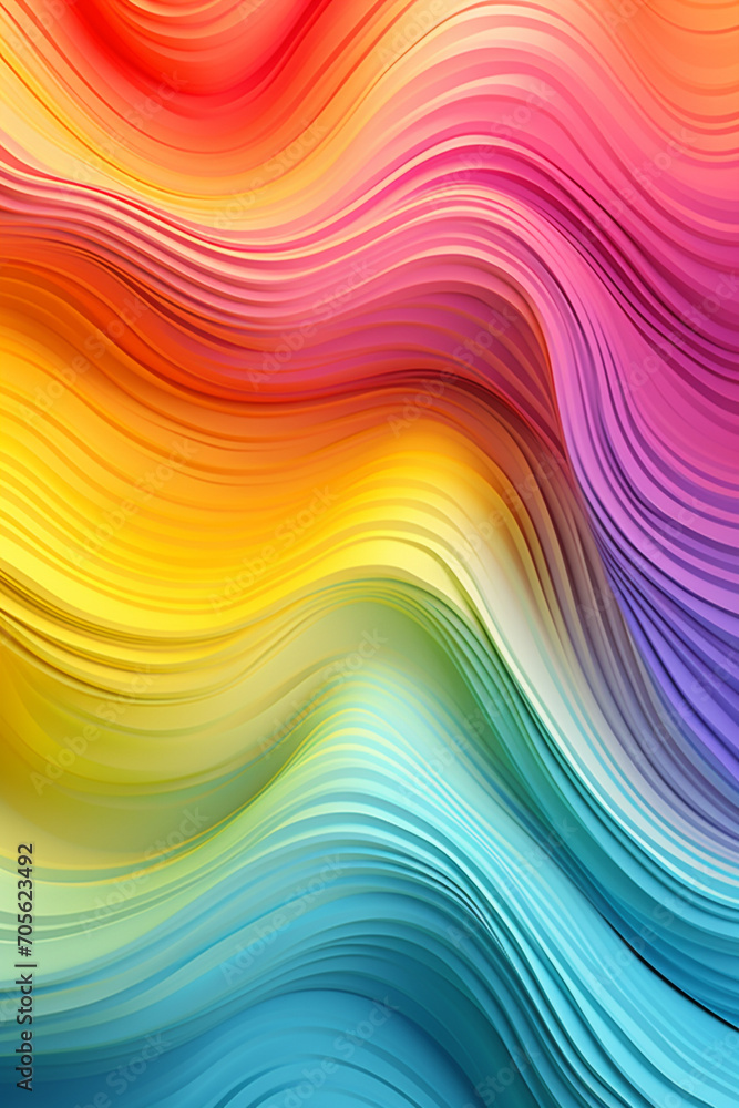 Obraz premium illustration of abstract rainbow waves background. Created with Generative AI
