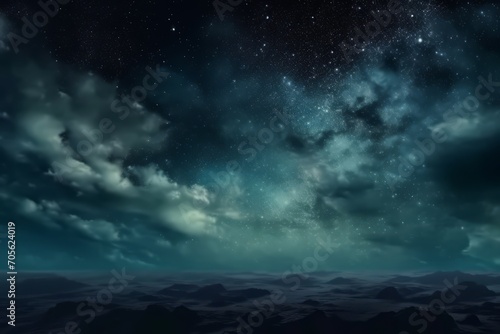 Background of night sky with stars and clouds. Generative AI