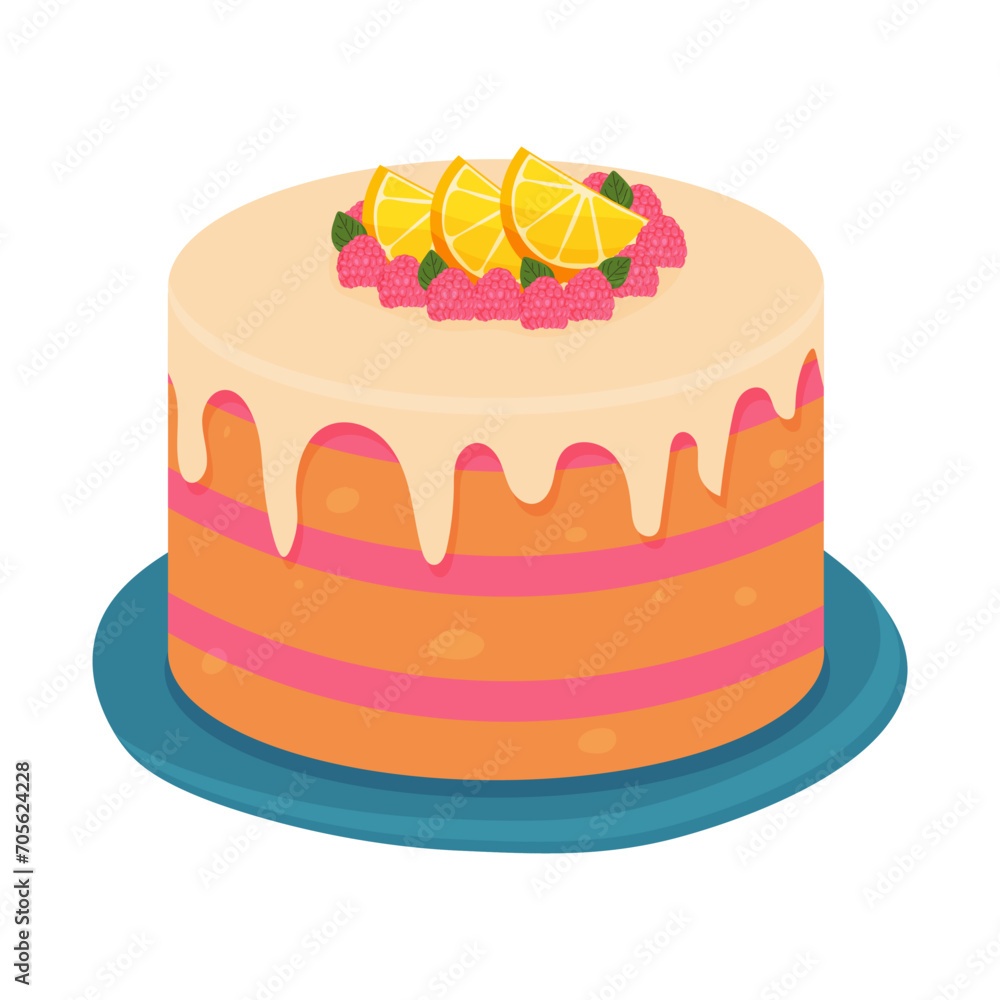 Delicious cake on an isolated background. Vector illustration. The concept of Birthday, anniversary, Wedding, party. Delicious cake on an isolated background. Vector illustration. The concept of Birthday, anniversary, Wedding, party.