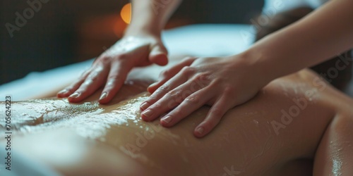 Woman getting a relaxing back massage at a spa. Perfect for promoting self-care and wellness services