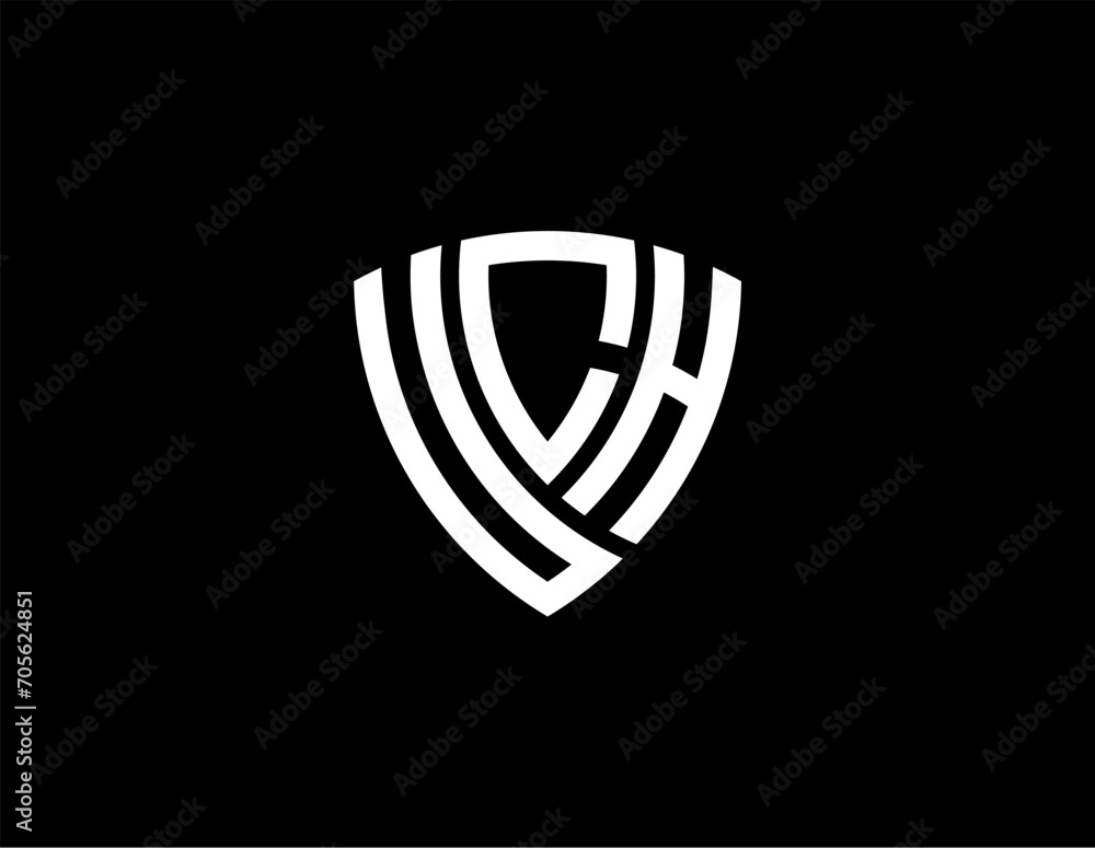 UCH creative letter shield logo design vector icon illustration UCH creative letter shield logo design vector icon illustration