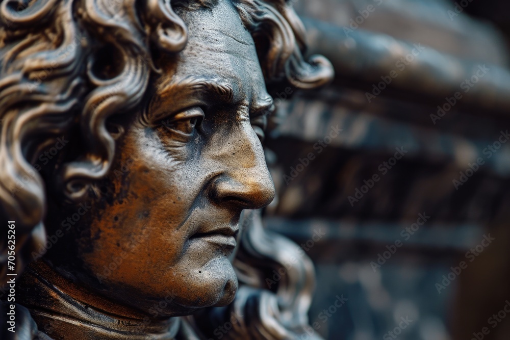A detailed close up of a statue depicting a man. Suitable for various uses A detailed close up of a statue depicting a man. Suitable for various uses
