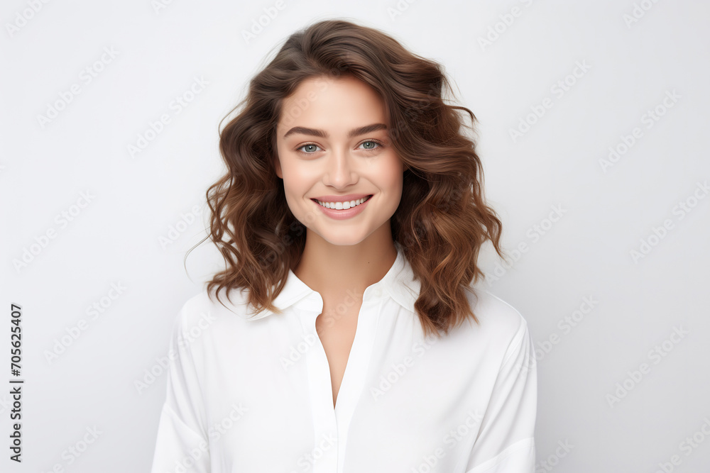 Beautiful smiling girl, clean and natural portrait. Soft, light background Beautiful smiling girl, clean and natural portrait. Soft, light background