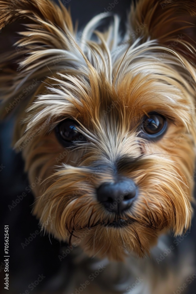 A close up view of a dog's face with a blurry background. Perfect for pet lovers or animal-related projects