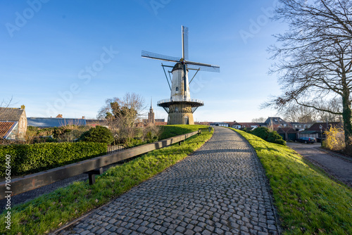 Windmill The With Juffer at Ijzendijke, Zeeland, The Netherlands. December 16 2023. photo