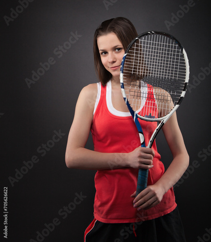 Portrait of sporty teen girl tennis player © Dasha Petrenko