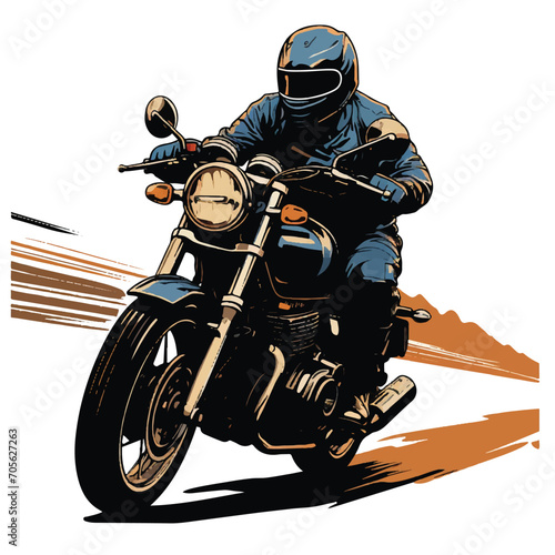 Man riding Motor bike illustration vector