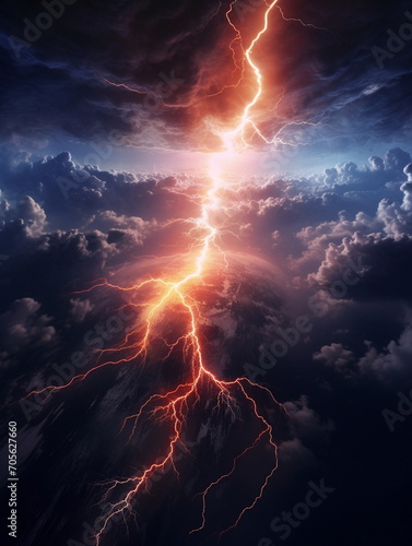 planetary storm, storm, discharges, lightning.