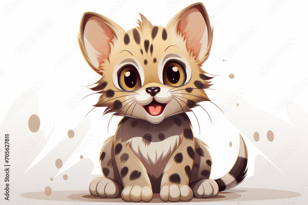 Fototapeta premium Cartoon cute baby leopard sitting