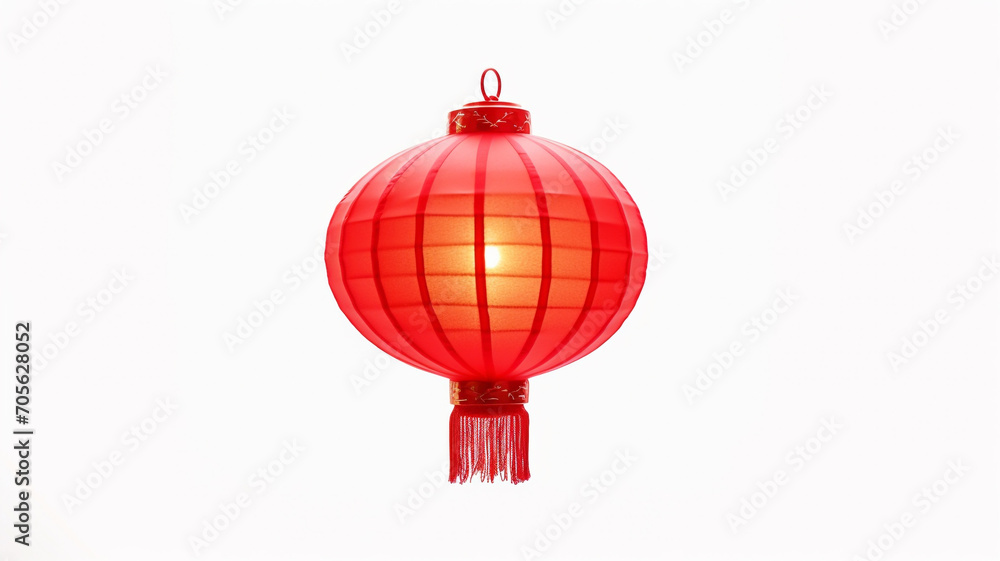 Fototapeta premium Chinese lantern isolated on white background. Chinese New Year red light festival.