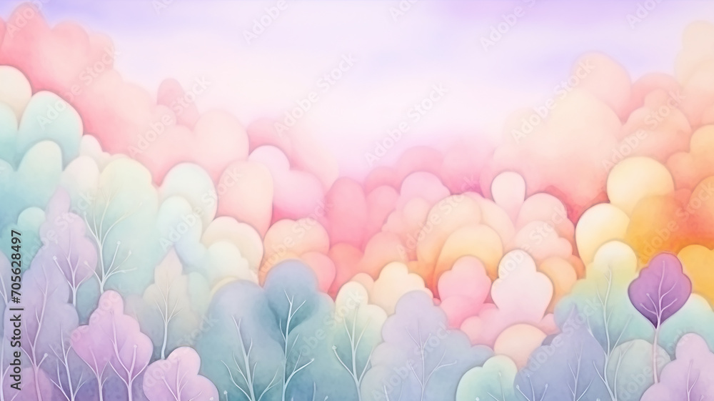 soft watercolor background copy space, backdrop delicate pastel colors pink and blue blurred light paint