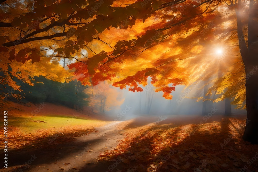 Imagine a picturesque autumn day with a burst of vibrant leaves gently descending from the branches, creating a mesmerizing play of colors.
Imagine a picturesque autumn day with a burst of vibrant leaves gently descending from the branches, creating a mesmerizing play of colors.