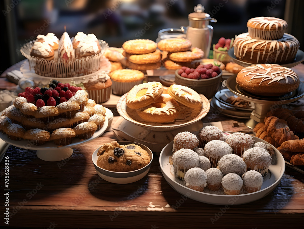 Delicious Colorful Pastries and Confectioneries AI Artwork