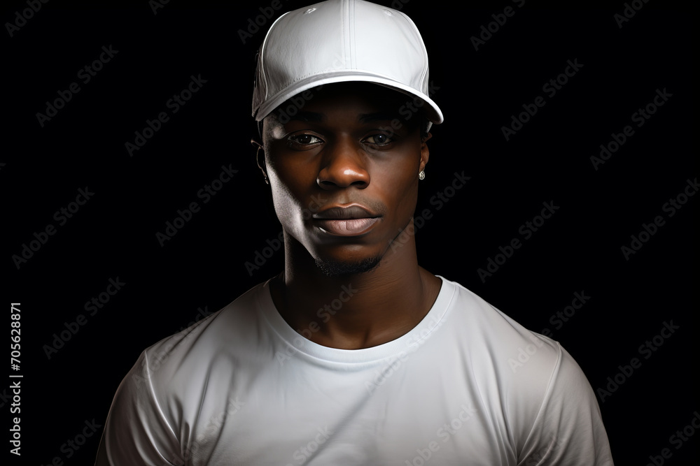 Young african american man in white t-shirt