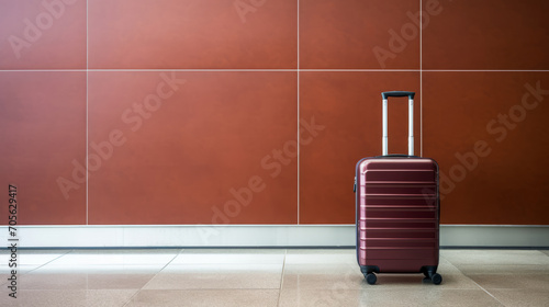 Suitcase on pastel background. travel concept. minimal style