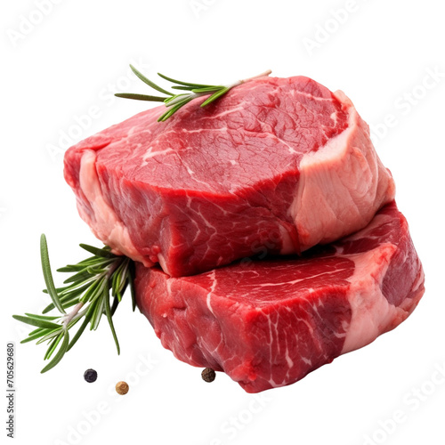 Meat slice isolated on transparent white background. 