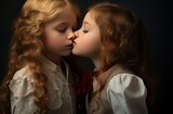 Endearing Little girl kiss. Cute child sharing love and happiness. Generate ai