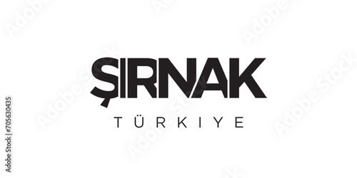 Sirnak in the Turkey emblem. The design features a geometric style, vector illustration with bold typography in a modern font. The graphic slogan lettering.