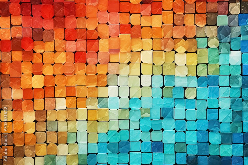 Abstract colorful mosaic wall background. Generative Ai